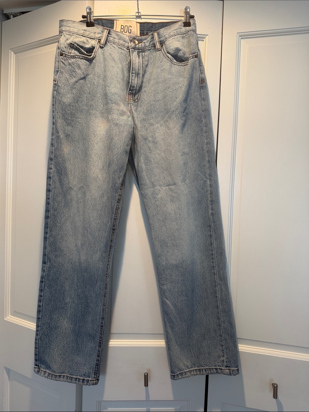 BDG Light Blue Denim Jeans with Brown Stitching